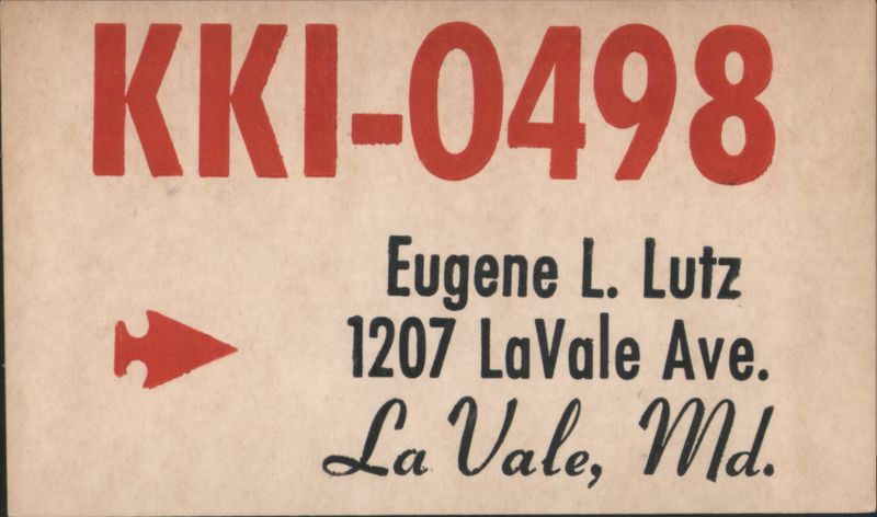 Eugene L. Lutz KKI-0498 Call Sign, La Vale, Maryland