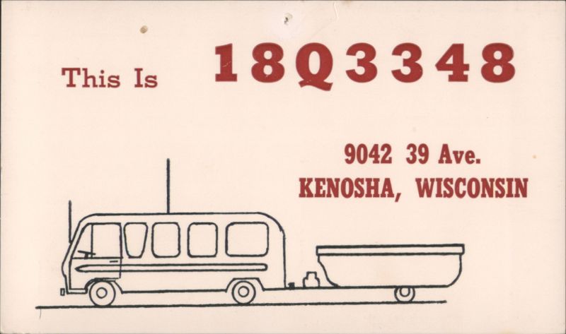 CB Radio QSL Card 18Q3348, Kenosha, Wisconsin