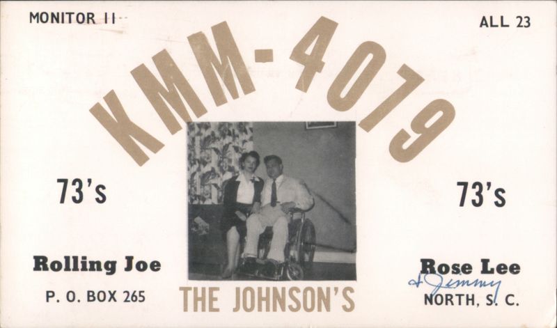 KMM-4079 Rolling Joe & Rose Lee CB QSL Card, North, SC