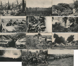Lot of 12: WWI Scenes, US Military Postcard