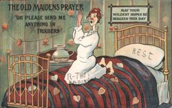 The Old Maidens Prayer Humorous Illustration Postcard
