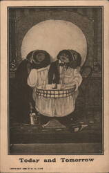 "Today and Tomorrow" Metamorphic Skull Illustration Postcard