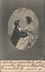 Romantic Couple with Woman on a Swing Postcard