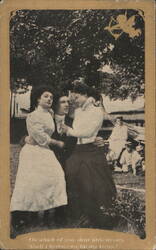 Man with Two Women and Cupid Graphic Postcard