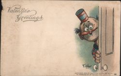 Happy Hooligan Peeking Around Door Valentine Greeting Postcard