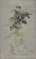 May Thine Be a Happy Easter Purple Flowers Postcard