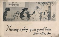 Sea Hag Tavern Humorous Dogs Waiting in Line, Depoe Bay Postcard