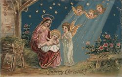 Madonna and Child with Angels Merry Christmas Postcard