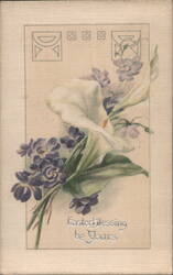 Calla Lily and Violets Easter Blessing Postcard