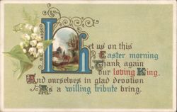 Easter Morning Poem with Lily of the Valley and Church Postcard