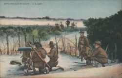 Rapid Fire Gun in Action - U.S. Army Postcard