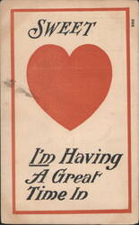 Sweet Heart - I'm Having A Great Time In Greeting Postcard