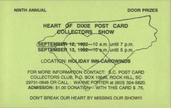 Ninth Annual Heart of Dixie Post Card Collectors Show Postcard