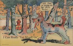 "I Can Really Let Myself Go" Dog and Face Trees Comic Postcard