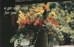 A Get Well Wish For You, Flowers in Pitcher Postcard