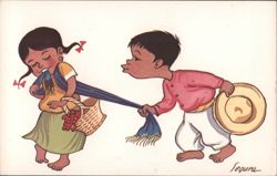 "Love Me Yes, Love Me Not" Children Illustration by Segura Postcard