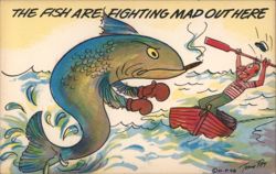 "The Fish Are Fighting Mad Out Here" Comic by Tony Roy Postcard