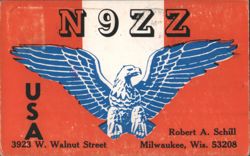 N9ZZ Amateur Radio QSL Card Robert A. Schill Milwaukee WI Postcard