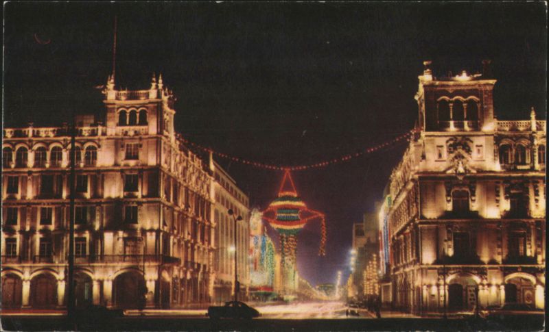 City Hall Buildings and Festive Piñata at Night Mexico City DF