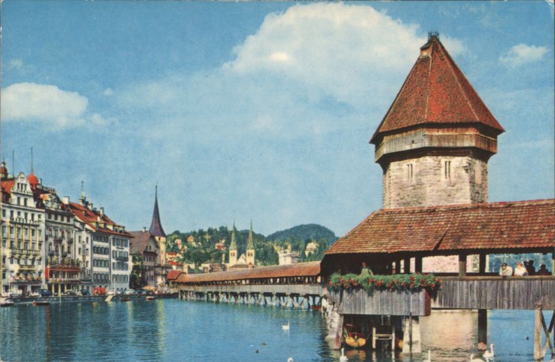 Chapel Bridge and Water Tower Lucerne Switzerland