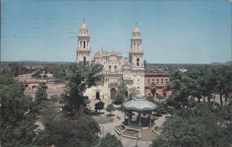 Plaza Zaragoza and San Agustin Cathedral Hermosillo SO Mexico
