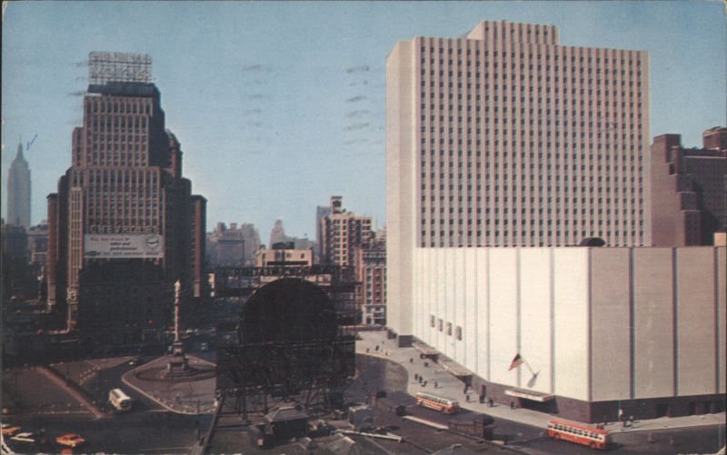 New York Coliseum and Empire State Building from 61st St