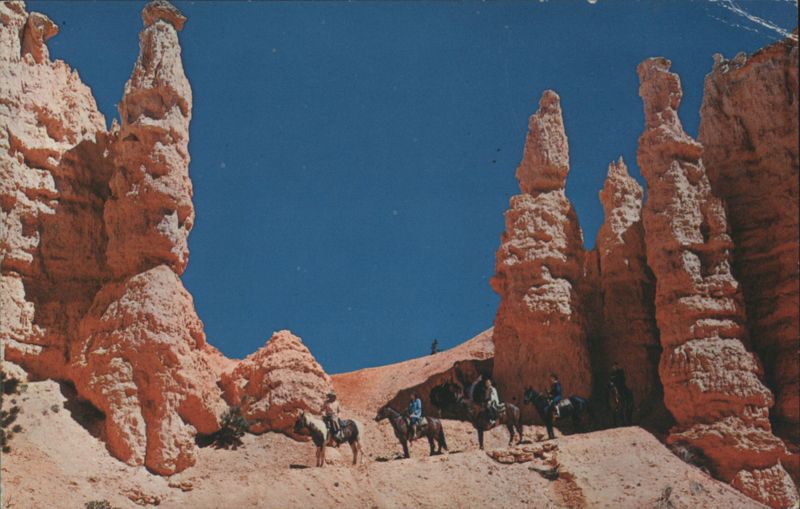 Horseback Riders on Trail among Bryce Canyon Hoodoos Bryce Canyon National Park Utah