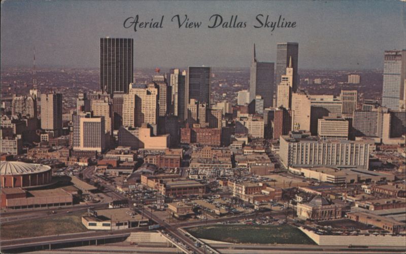 Aerial View of Dallas Skyline, 1968 Texas