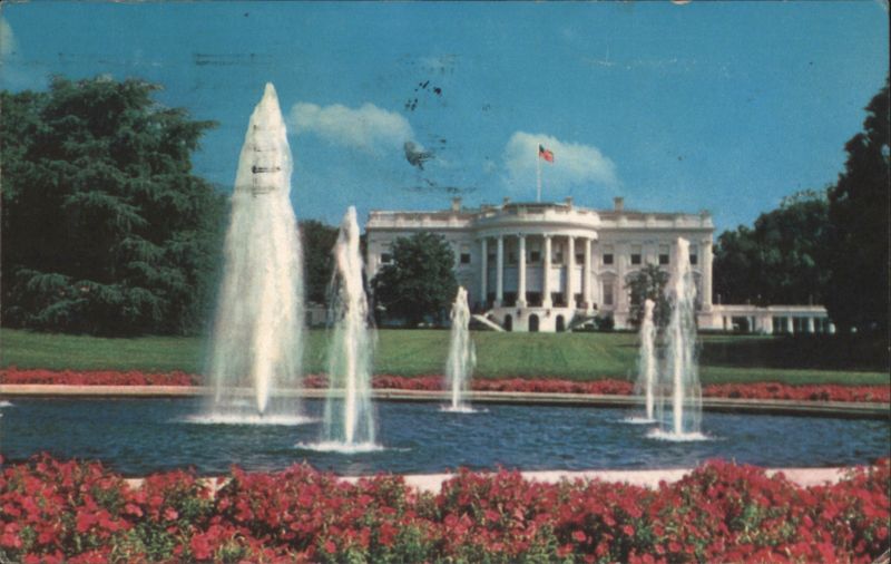 White House with Fountains and Flower Gardens Washington District of Columbia
