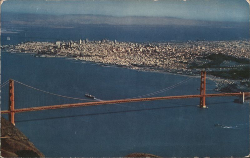Air View of Golden Gate Bridge and San Francisco Skyline California