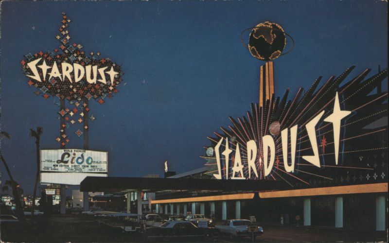 Stardust Hotel & Casino at Night, Lido de Paris Las Vegas Nevada