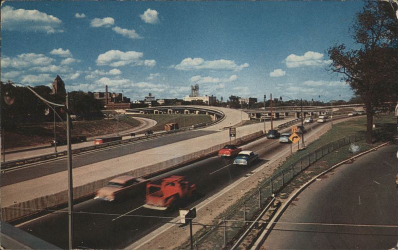 Junction of Edsel Ford and John Lodge Expressways Detroit Michigan