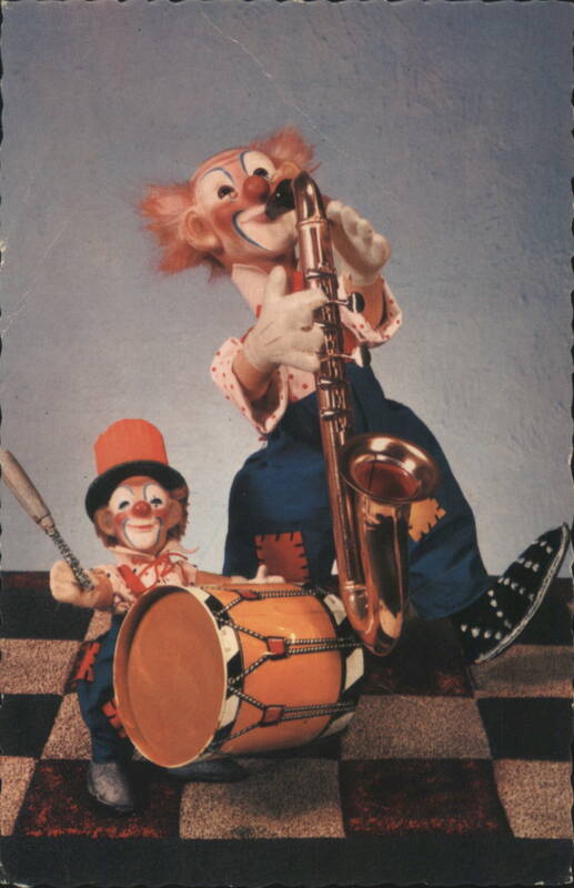 Steiff Clown Dolls with Saxophone and Drum