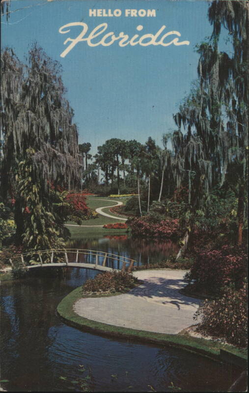 Florida Cypress Gardens Scenic View with Bridge Winter Haven