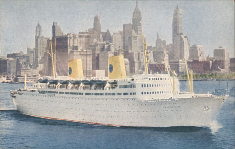 MS Gripsholm Ocean Liner and New York City Skyline
