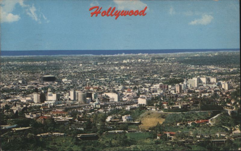 Aerial View of Hollywood, Wilshire District & Beverly Hills California