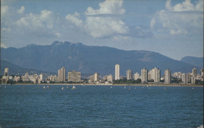 English Bay Skyline and North Shore Mountains Vancouver BC Canada
