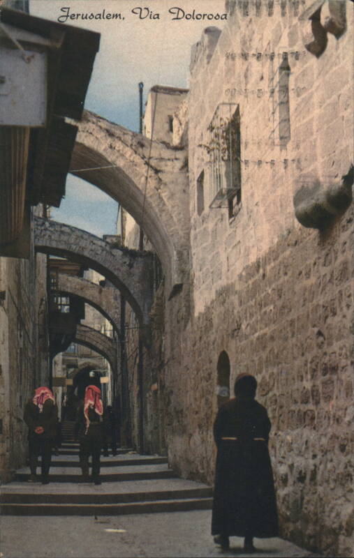 Via Dolorosa Street Scene with Stone Arches Jerusalem Israel