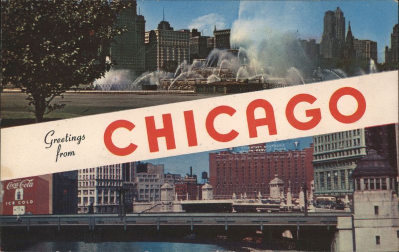 Buckingham Fountain and Chicago River Skyline Illinois