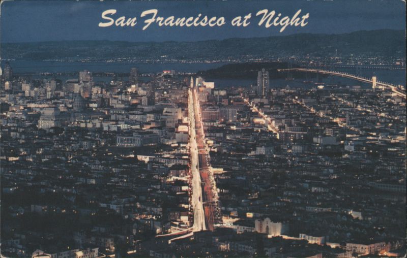 San Francisco at Night from Twin Peaks California Cal-Pictures