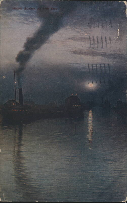 Night Scene at the Soo Locks Sault Ste. Marie Michigan