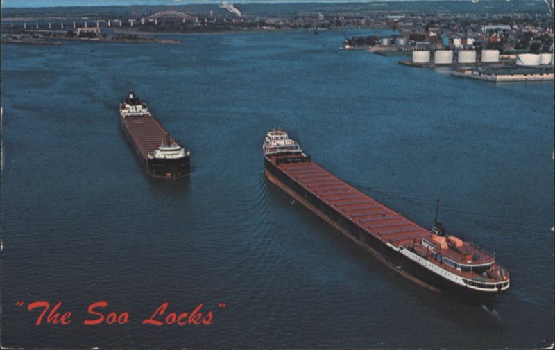 Lake Freighters at the Soo Locks Sault Ste. Marie Michigan