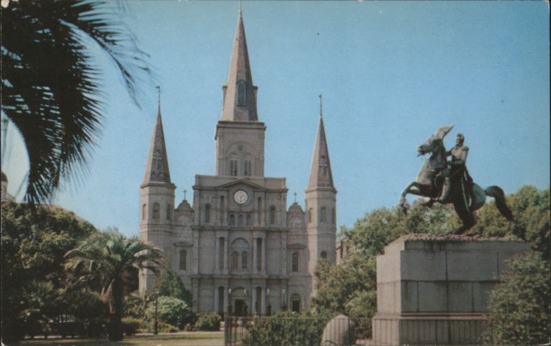 St. Louis Cathedral and Jackson Memorial New Orleans Louisiana
