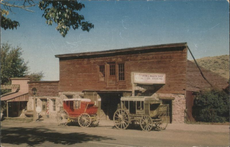 The Livery Stable and Blacksmith Shop with Stagecoaches