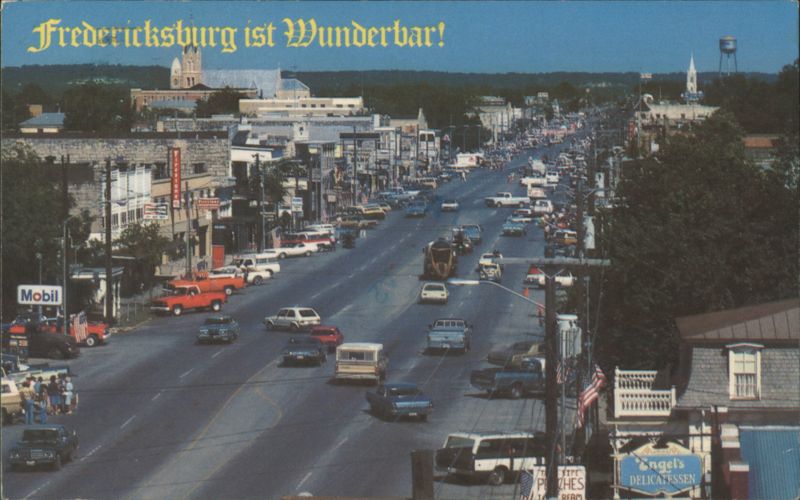 Main Street Scene with Engel's Delicatessen Fredericksburg Texas