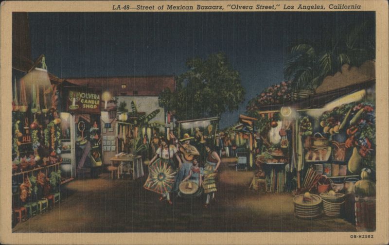 Street of Mexican Bazaars, Olvera Street Los Angeles California