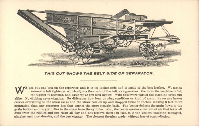 The New Huber Thresher Separator, Belt Side View Marion Ohio