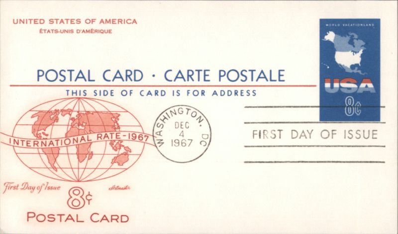 8c International Rate 1967 First Day of Issue First Day Issue Cards