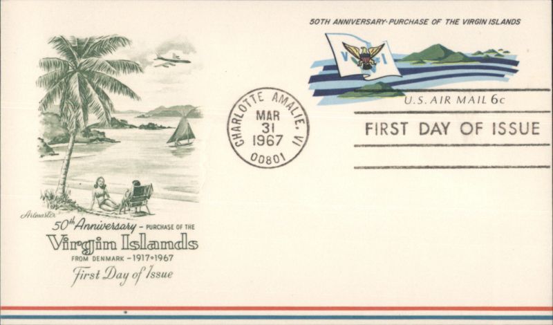 50th Anniversary Purchase of the Virgin Islands FDC Charlotte Amalie