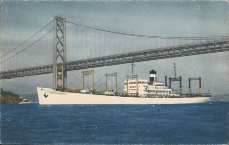 S.S. America Transport Under San Francisco Bay Bridge